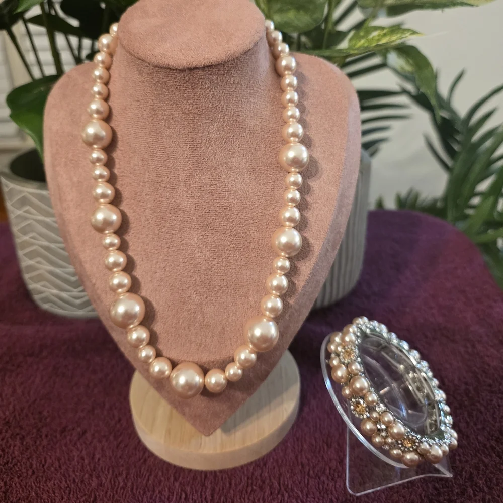 Charter Club Gold-Tone Pearl Necklace And Braclet Set - Picture 2 of 9